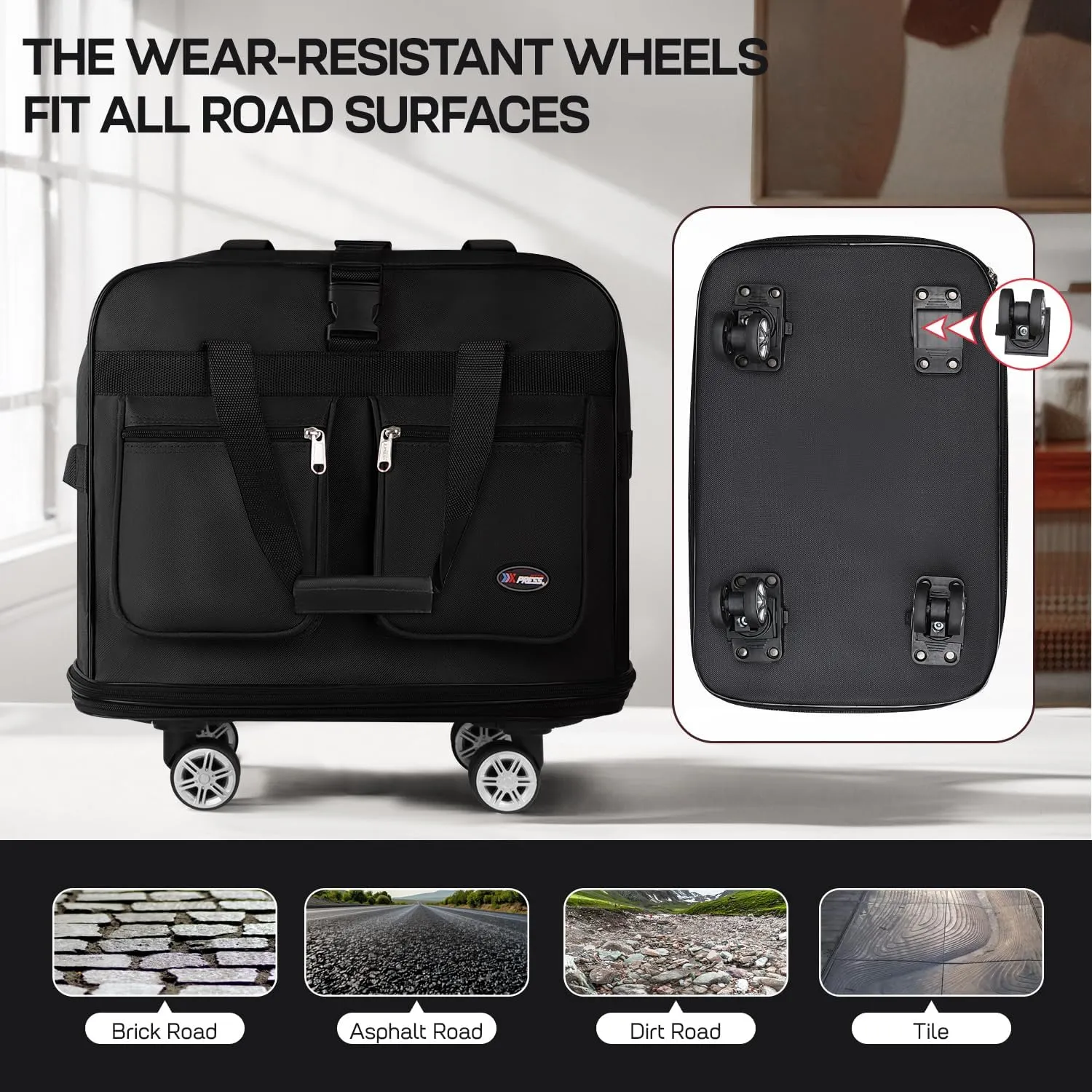 30''Rolling Duffle Bag with Wheels-Expandable Duffle Bag for Travel-Waterproof Suitcase-Weekend Bags#Black