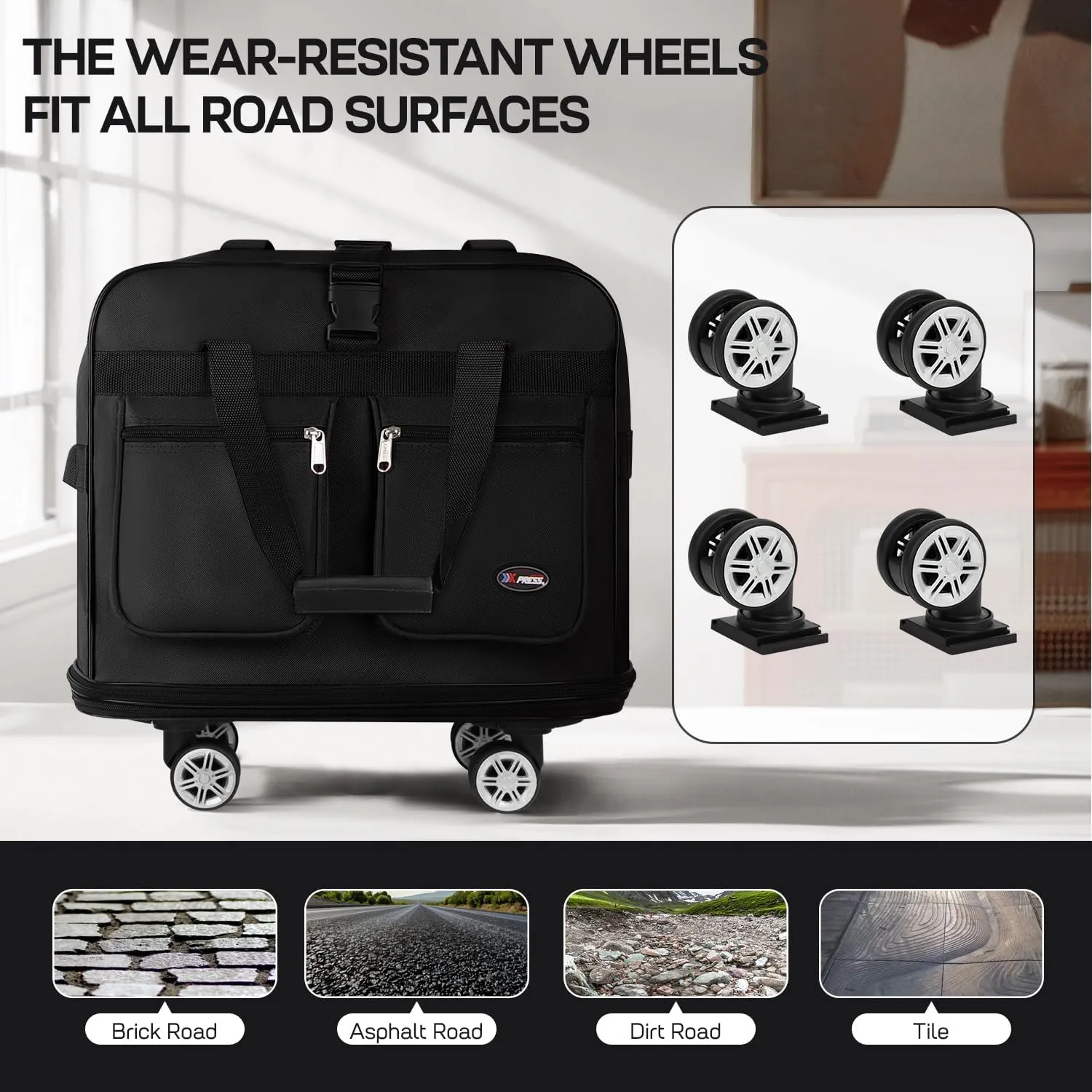 30''Rolling Duffle Bag with Wheels-Expandable Duffle Bag for Travel-Waterproof Suitcase-Weekend Bags#Black