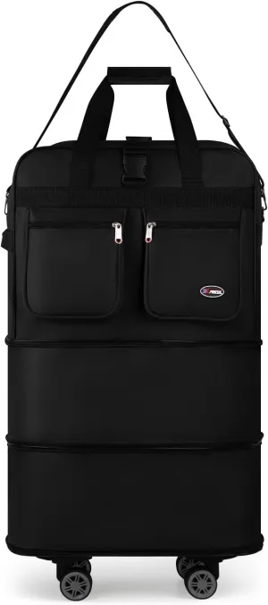 30''Rolling Duffle Bag with Wheels-Expandable Duffle Bag for Travel-Waterproof Suitcase-Weekend Bags#Black