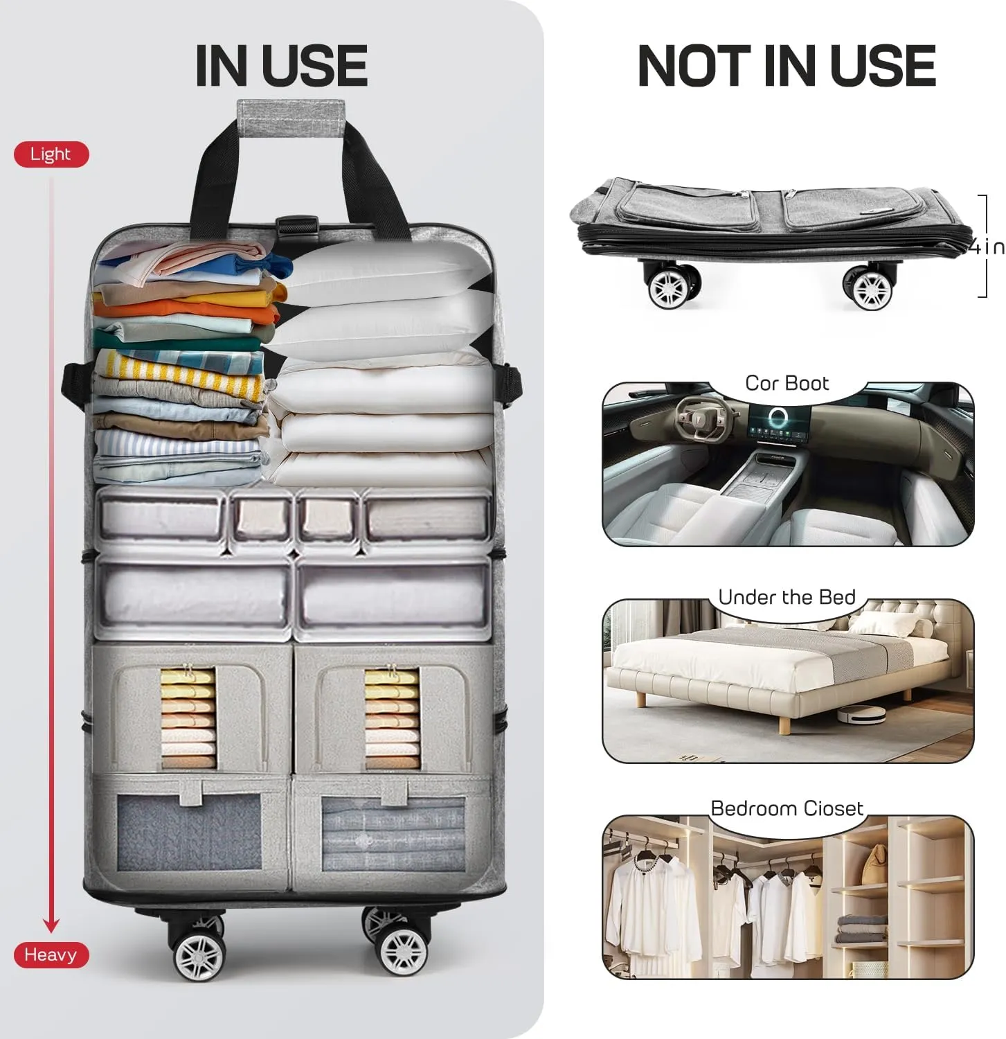 30''Rolling Duffle Bag with Wheels-Expandable Duffle Bag for Travel-Waterproof Suitcase-Weekend Bags#Grey