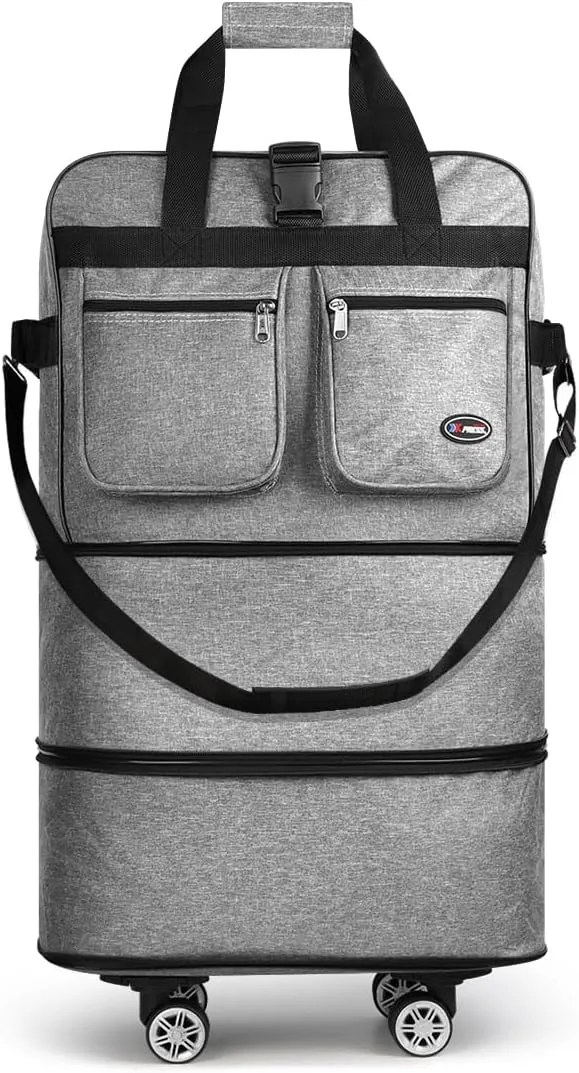 30''Rolling Duffle Bag with Wheels-Expandable Duffle Bag for Travel-Waterproof Suitcase-Weekend Bags#Grey