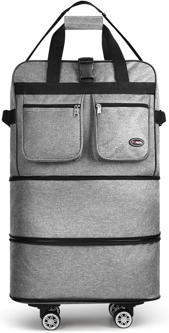 30''Rolling Duffle Bag with Wheels-Expandable Duffle Bag for Travel-Waterproof Suitcase-Weekend Bags#Grey