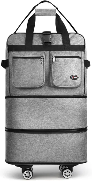 30''Rolling Duffle Bag with Wheels-Expandable Duffle Bag for Travel-Waterproof Suitcase-Weekend Bags#Grey