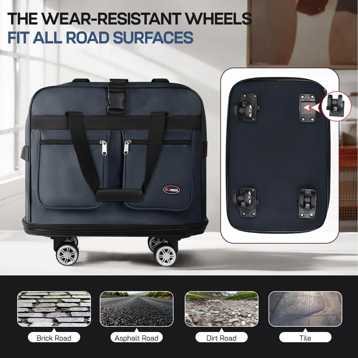 30''Rolling Duffle Bag with Wheels-Expandable Duffle Bag for Travel-Waterproof Suitcase-Weekend Bags#Navy