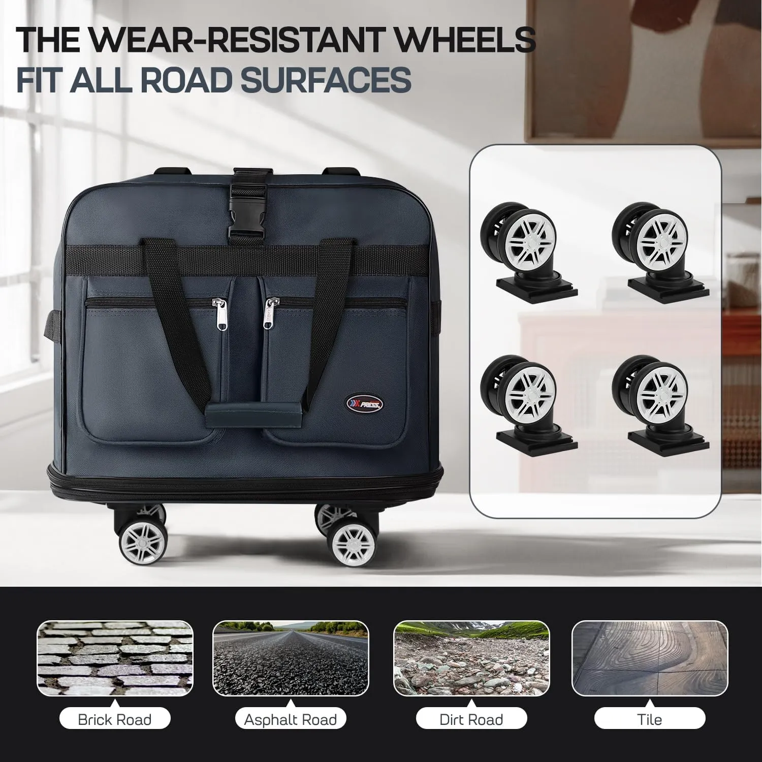 30''Rolling Duffle Bag with Wheels-Expandable Duffle Bag for Travel-Waterproof Suitcase-Weekend Bags#Navy
