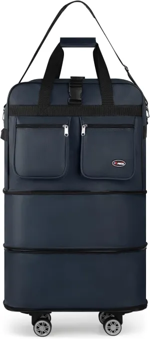 30''Rolling Duffle Bag with Wheels-Expandable Duffle Bag for Travel-Waterproof Suitcase-Weekend Bags#Navy