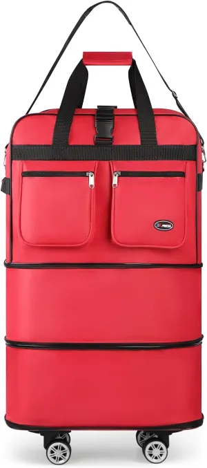 30''Rolling Duffle Bag with Wheels-Expandable Duffle Bag for Travel-Waterproof Suitcase-Weekend Bags#Red