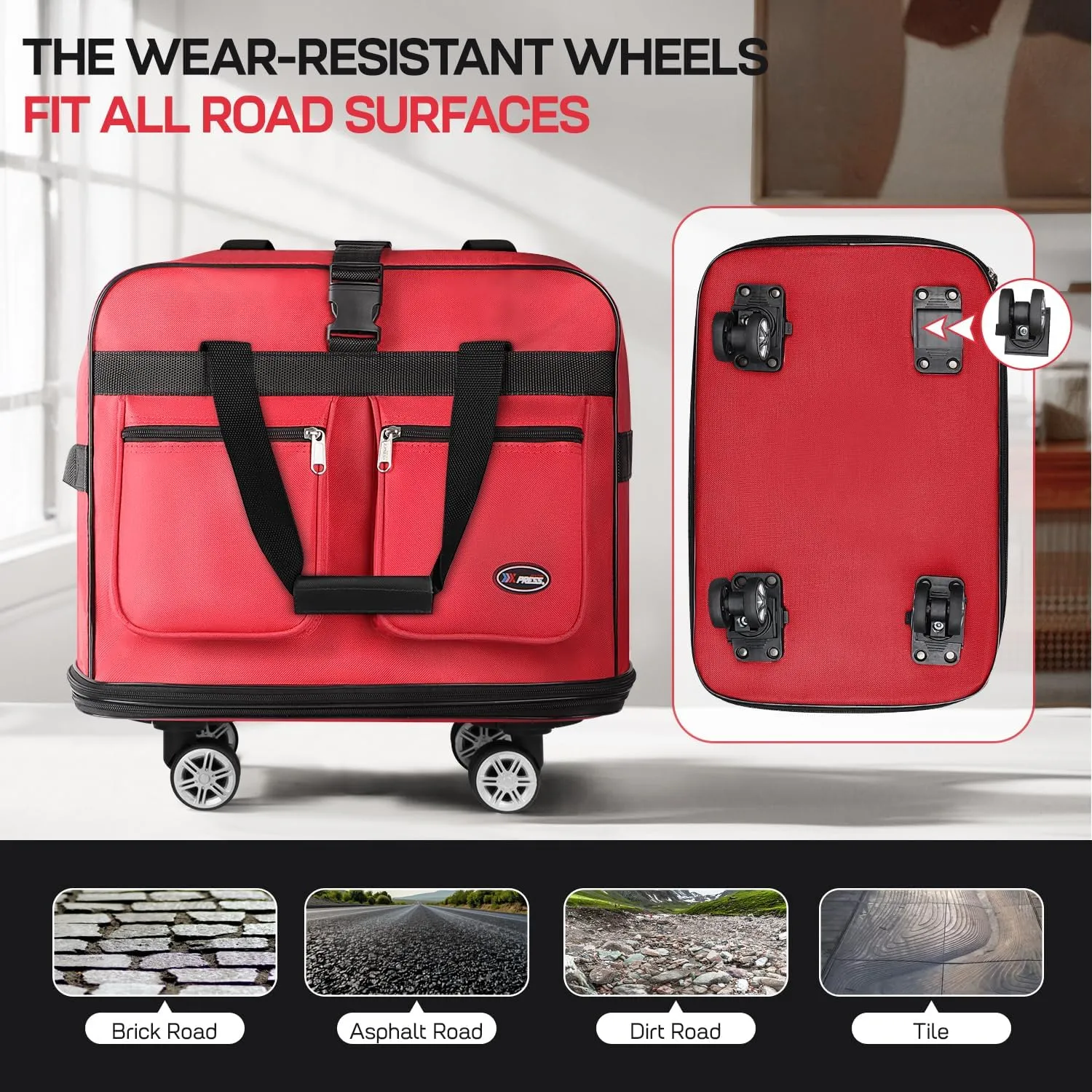 30''Rolling Duffle Bag with Wheels-Expandable Duffle Bag for Travel-Waterproof Suitcase-Weekend Bags#Red