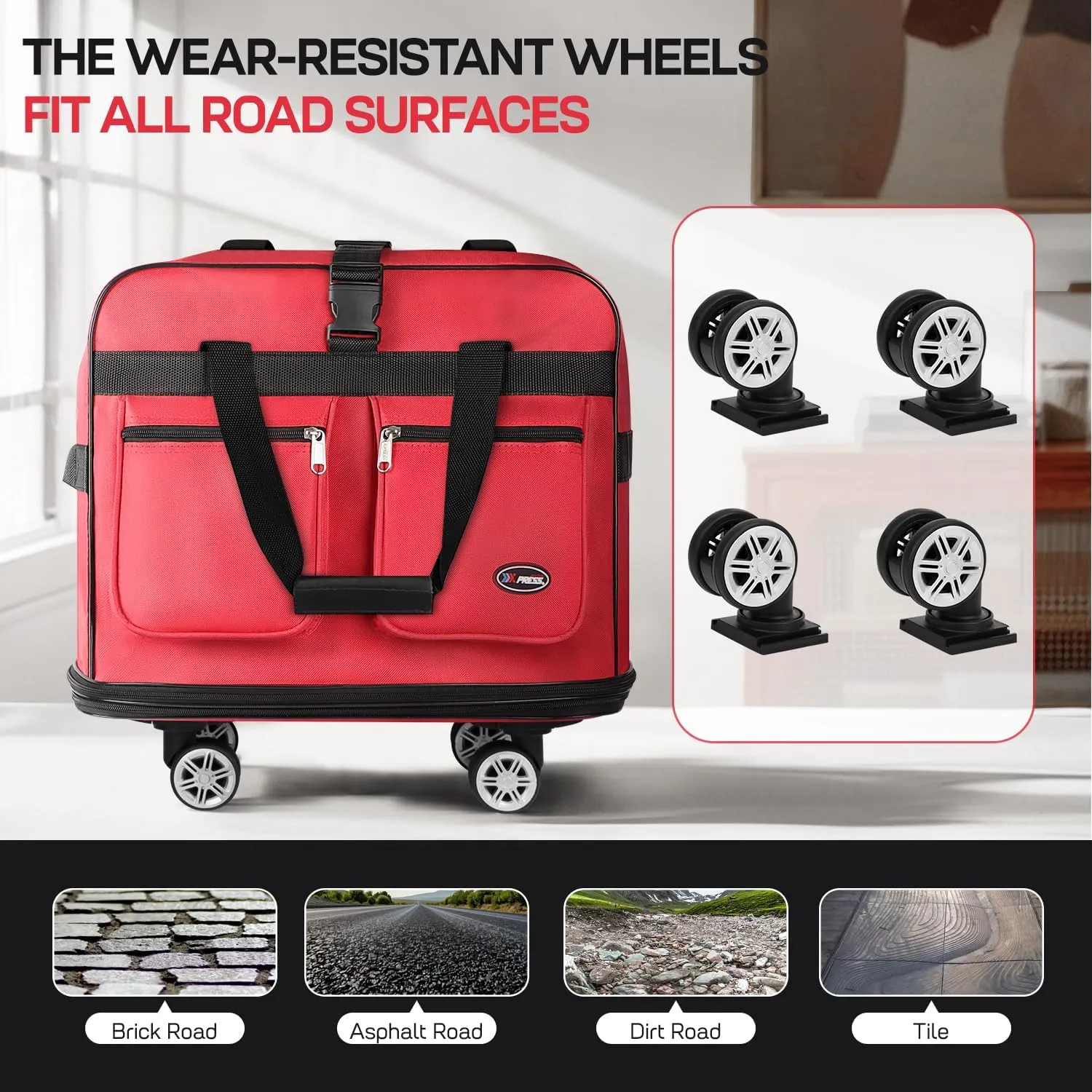 30''Rolling Duffle Bag with Wheels-Expandable Duffle Bag for Travel-Waterproof Suitcase-Weekend Bags#Red