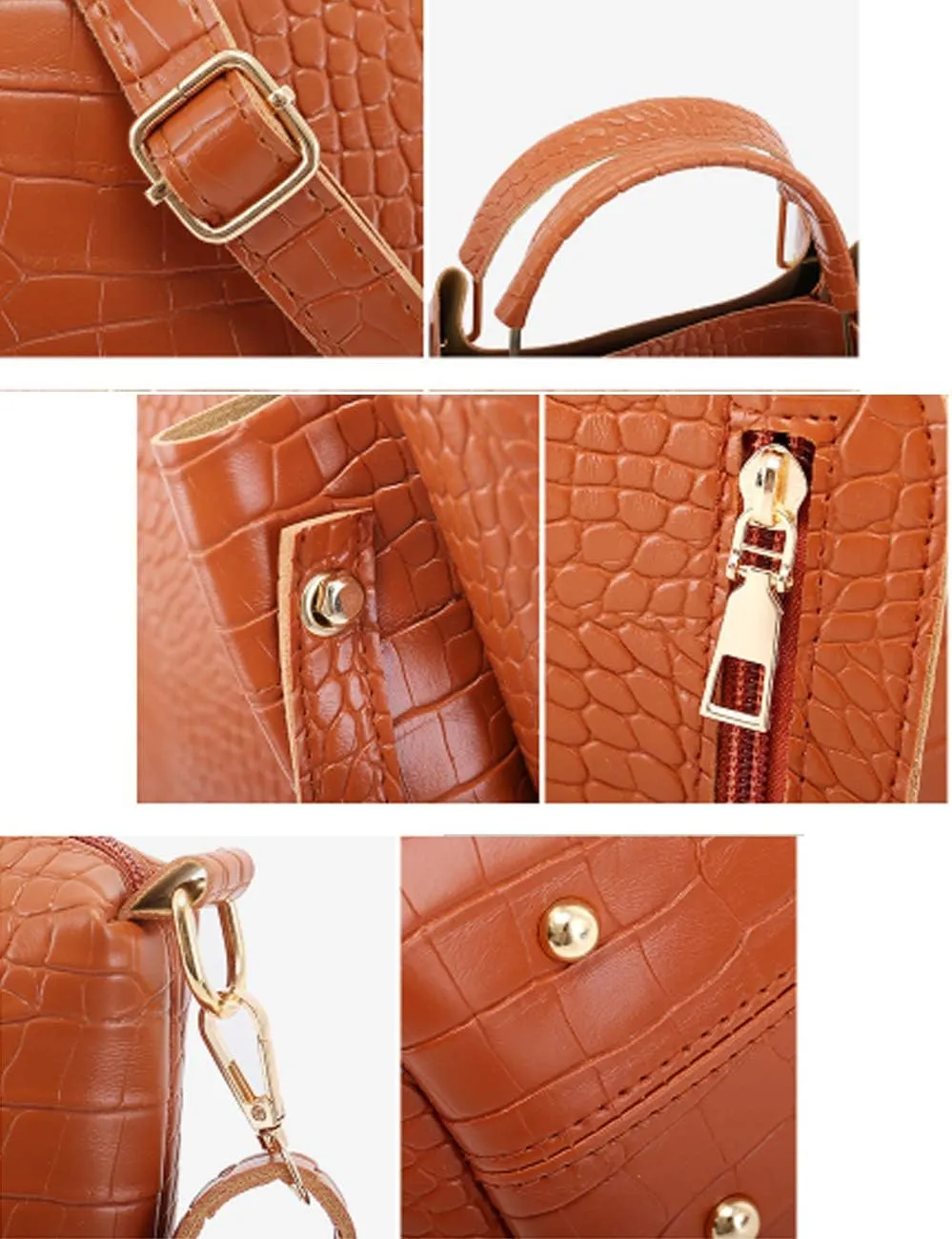 4 PCS HandbagS Set Women Totes Satchel Purse PU Top Handle Crossbody Shoulder Bag Clutch