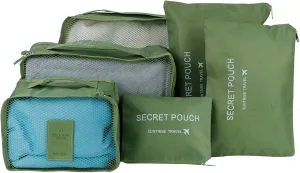 6pcs Luggage Organizer Bags, Nylon Cloth Packing Cubes for Travel Travel Organizer Bags Travel Compression Bags Traveling Bags for Women, Travel (Green)