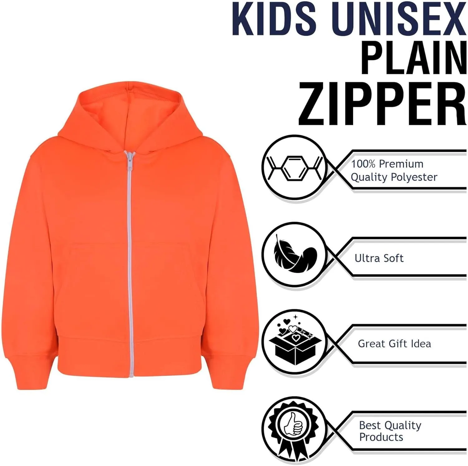 A2Z 4 Kids Kids Jacket Girls Boys Plain Fleece Hoodie Zip Up Style Zipper 5-13