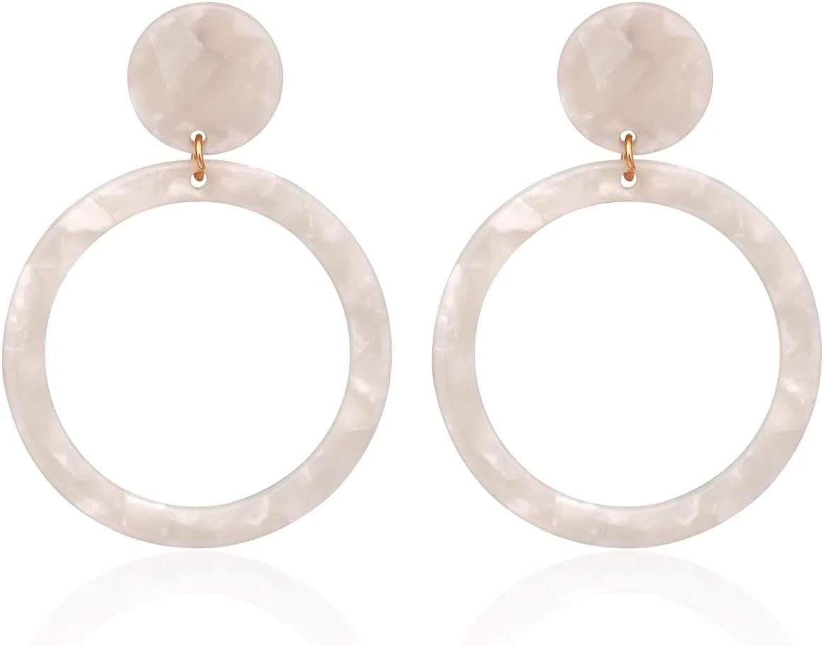 Acrylic for Women Geometry Circle Resin Drop Dangle Earrings Bohemia Tortoise Shell Hoop Earrings Mottled Statement Stud Earrings Fashion Jewelry