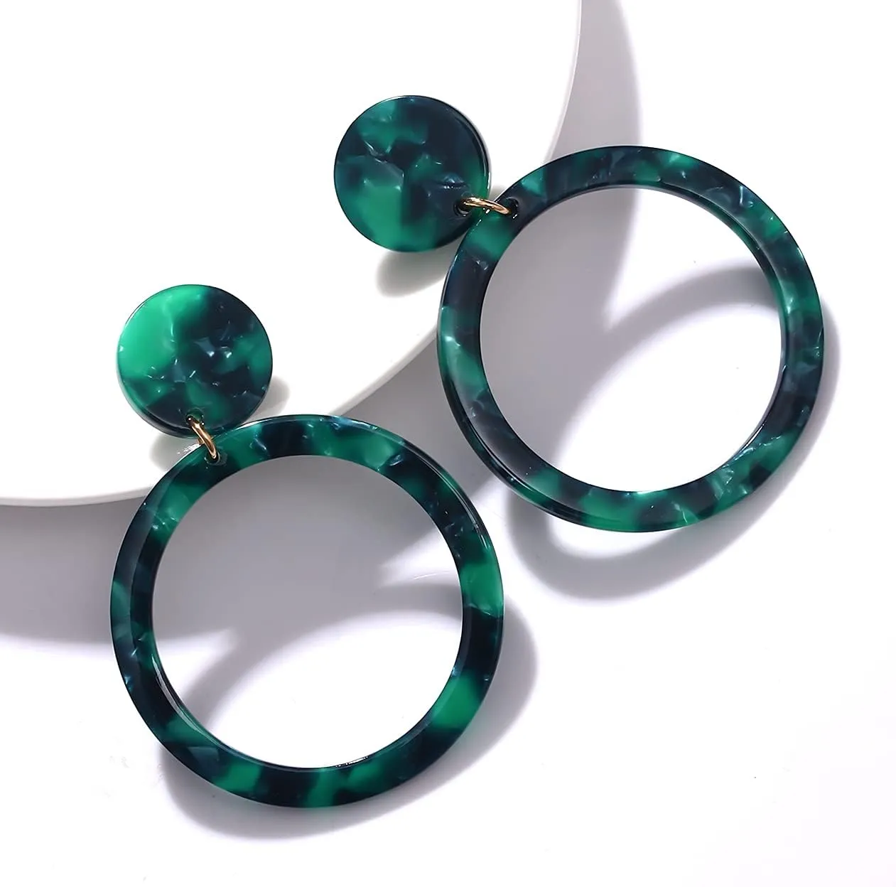 Acrylic for Women Geometry Circle Resin Drop Dangle Earrings Bohemia Tortoise Shell Hoop Earrings Mottled Statement Stud Earrings Fashion Jewelry