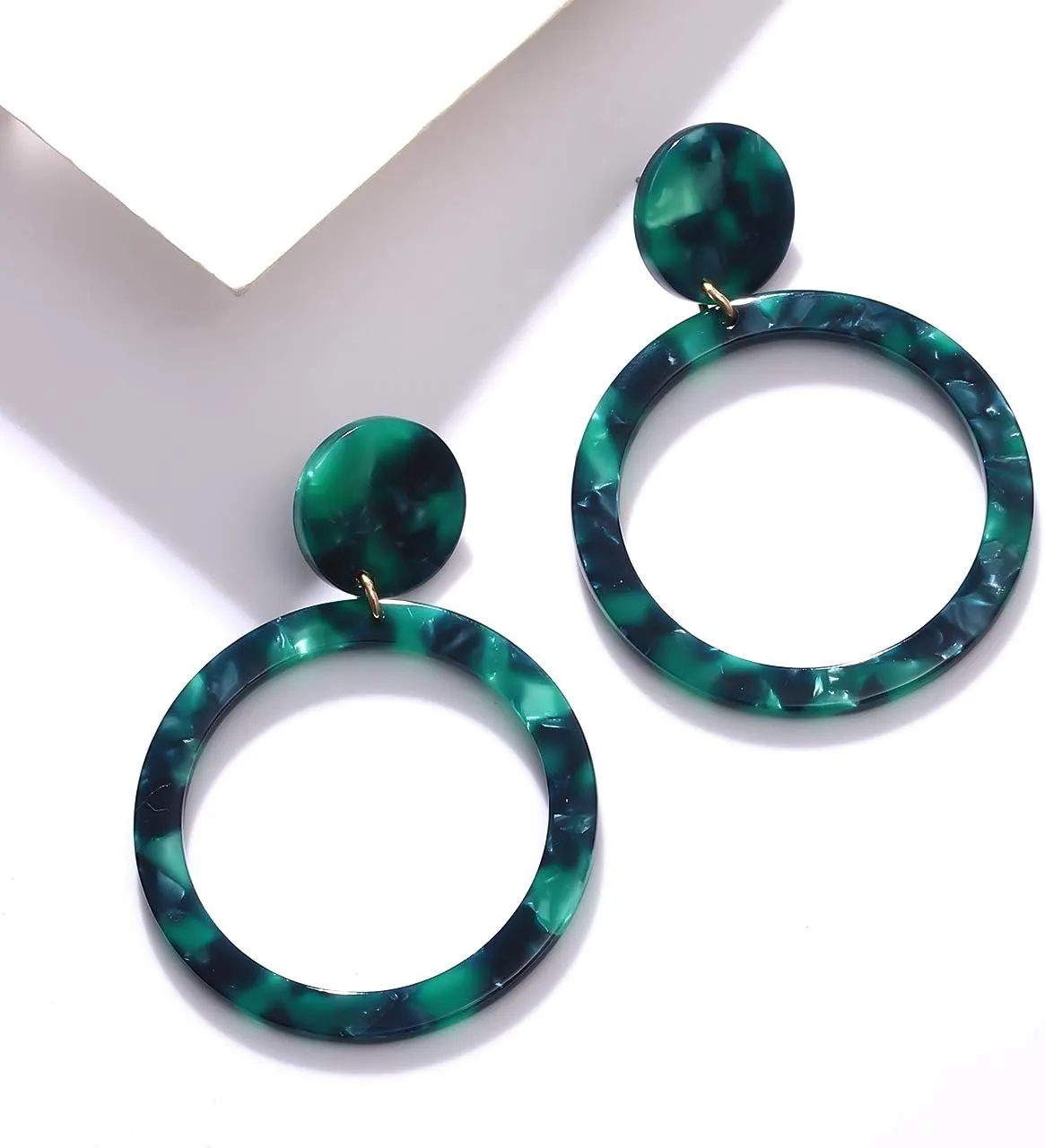 Acrylic for Women Geometry Circle Resin Drop Dangle Earrings Bohemia Tortoise Shell Hoop Earrings Mottled Statement Stud Earrings Fashion Jewelry