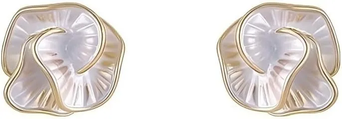 Adorable Gold Plated Rose Flower Stud Earrings Dangle for Mom Friends Cute Jewelry Gifts Accessories Charms