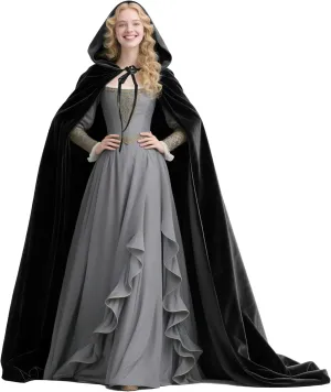 Adult Velvet Cloak Hooded Cape Medieval Cloak Renaissance Cape Halloween Queen King Robe Costume