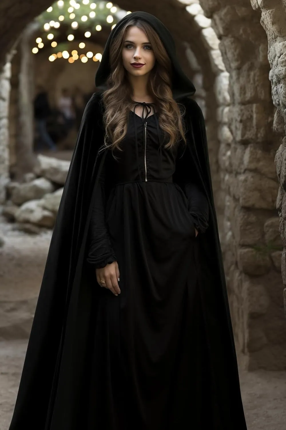 Adult Velvet Cloak Hooded Cape Medieval Cloak Renaissance Cape Halloween Queen King Robe Costume