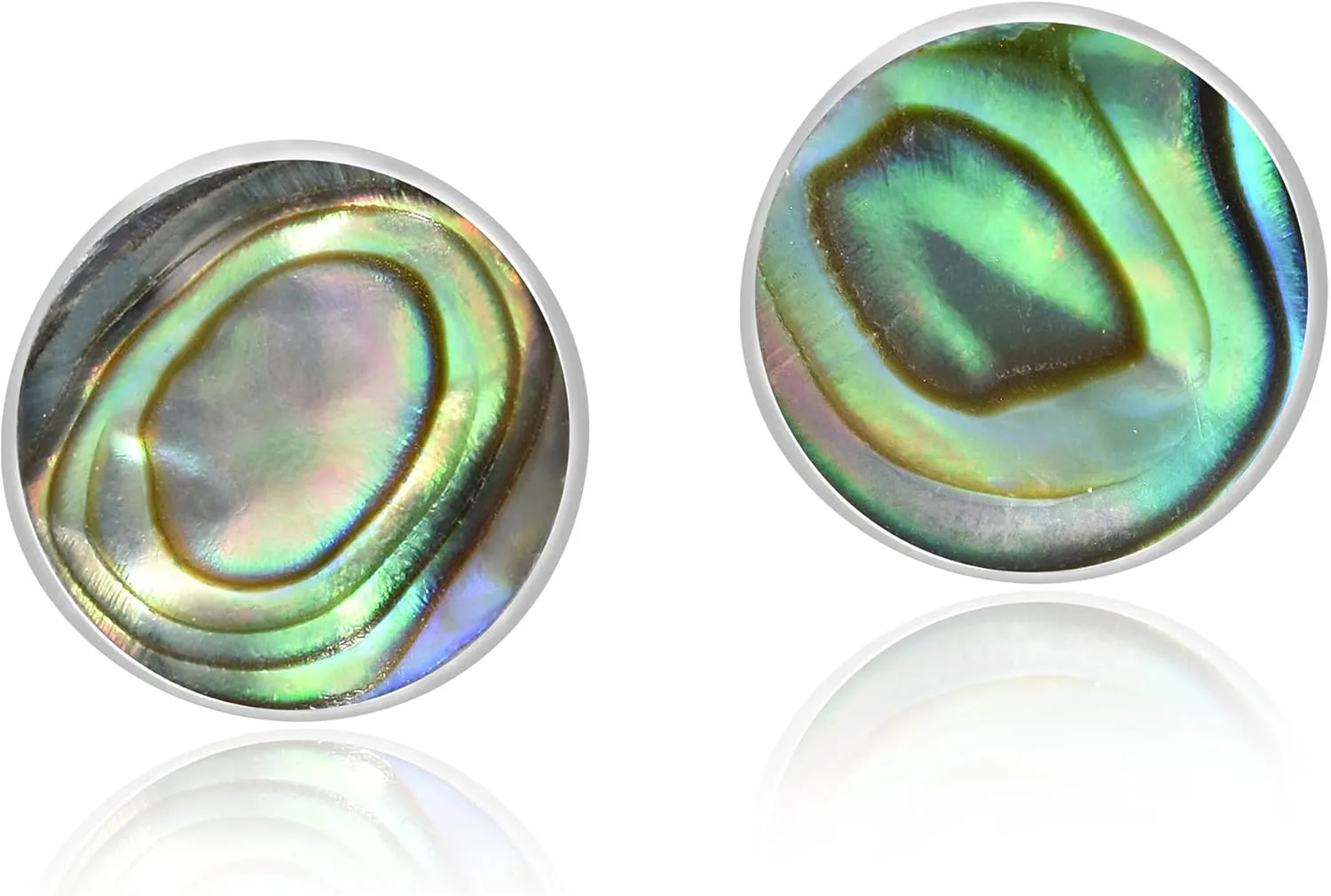 AeraVida Cute 6mm Inlay Abalone Round .925 Silver Stud Earrings,