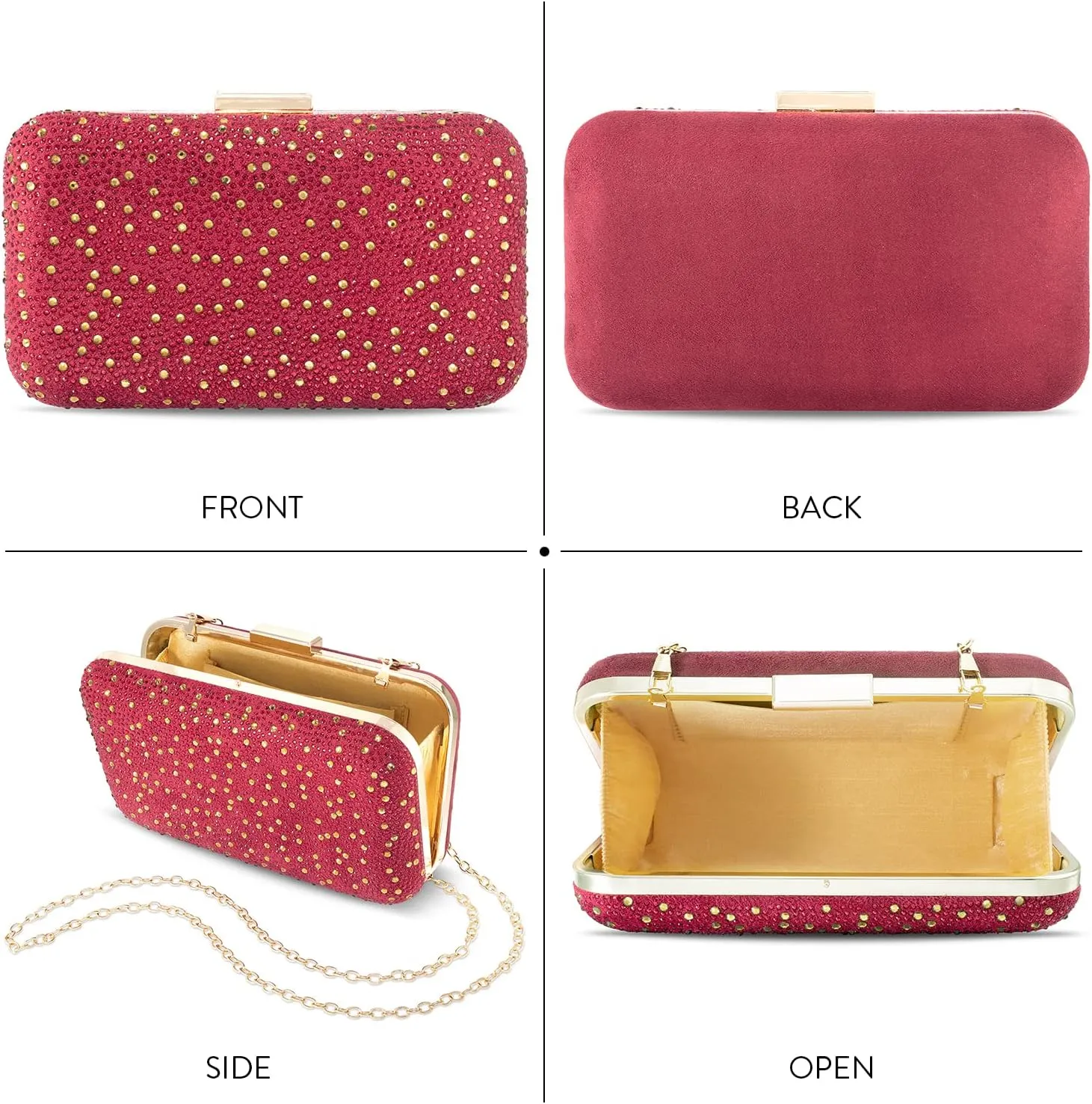 Aheli Clutch Purses Gift for Women Wedding Handmade Evening Handbags Party Bridal Clutch