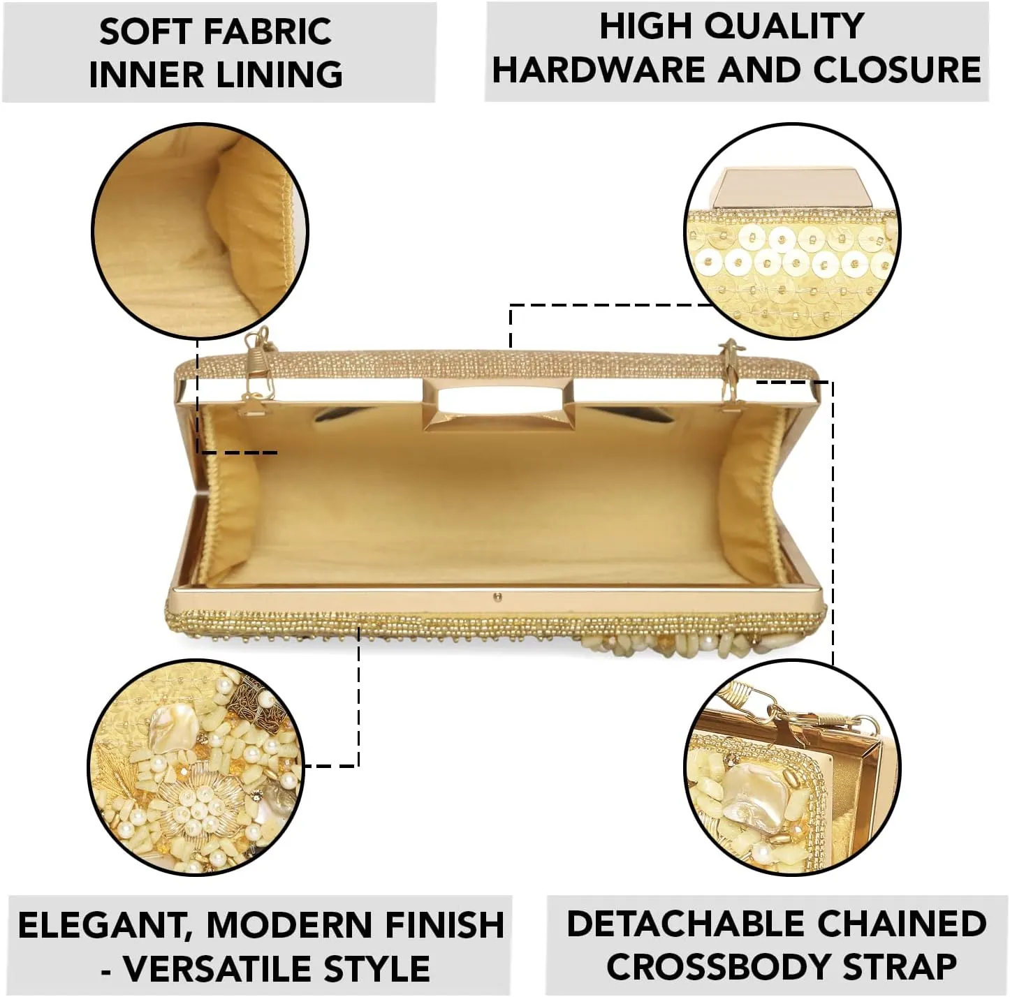 Aheli Clutch Purses Gift for Women Wedding Handmade Evening Handbags Party Bridal