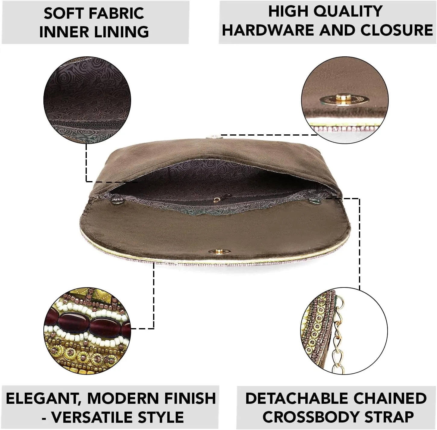 Aheli Indian Clutch Purses Gift for Women Wedding Handmade Evening Bridal Handbags Party