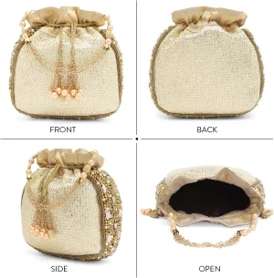 Aheli Indian Potli Bags Gift for Women Evening Bag Clutch Ethnic Bride Purse with Drawstring
