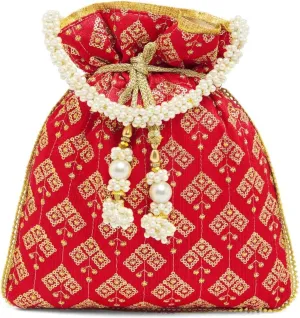 Aheli Potli Bags Gift for Women Evening Bag Clutch Ethnic Bride Purse with Drawstring