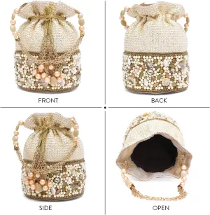 Aheli Potli Bags Gift for Women Evening Bag Clutch Ethnic Bride Purse with Drawstring