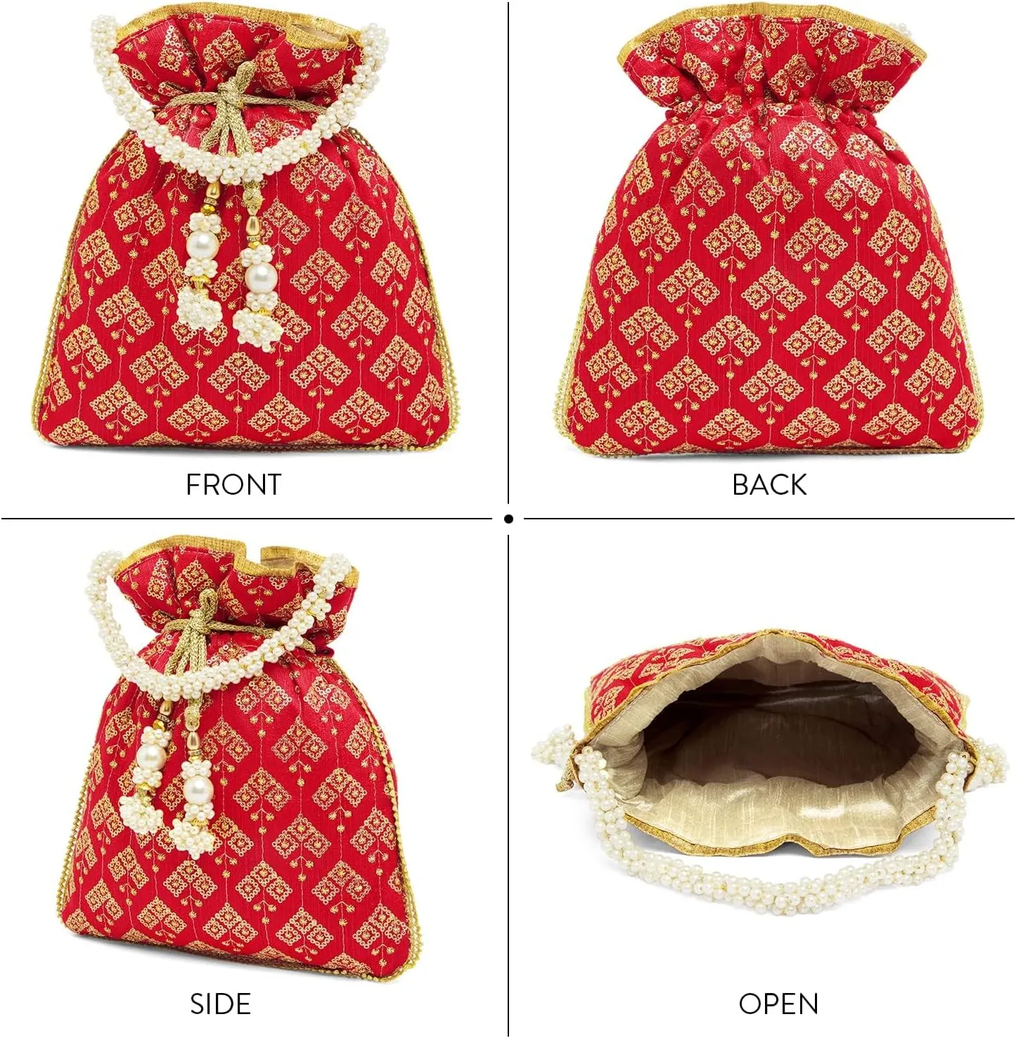 Aheli Potli Bags Gift for Women Evening Bag Clutch Ethnic Bride Purse with Drawstring