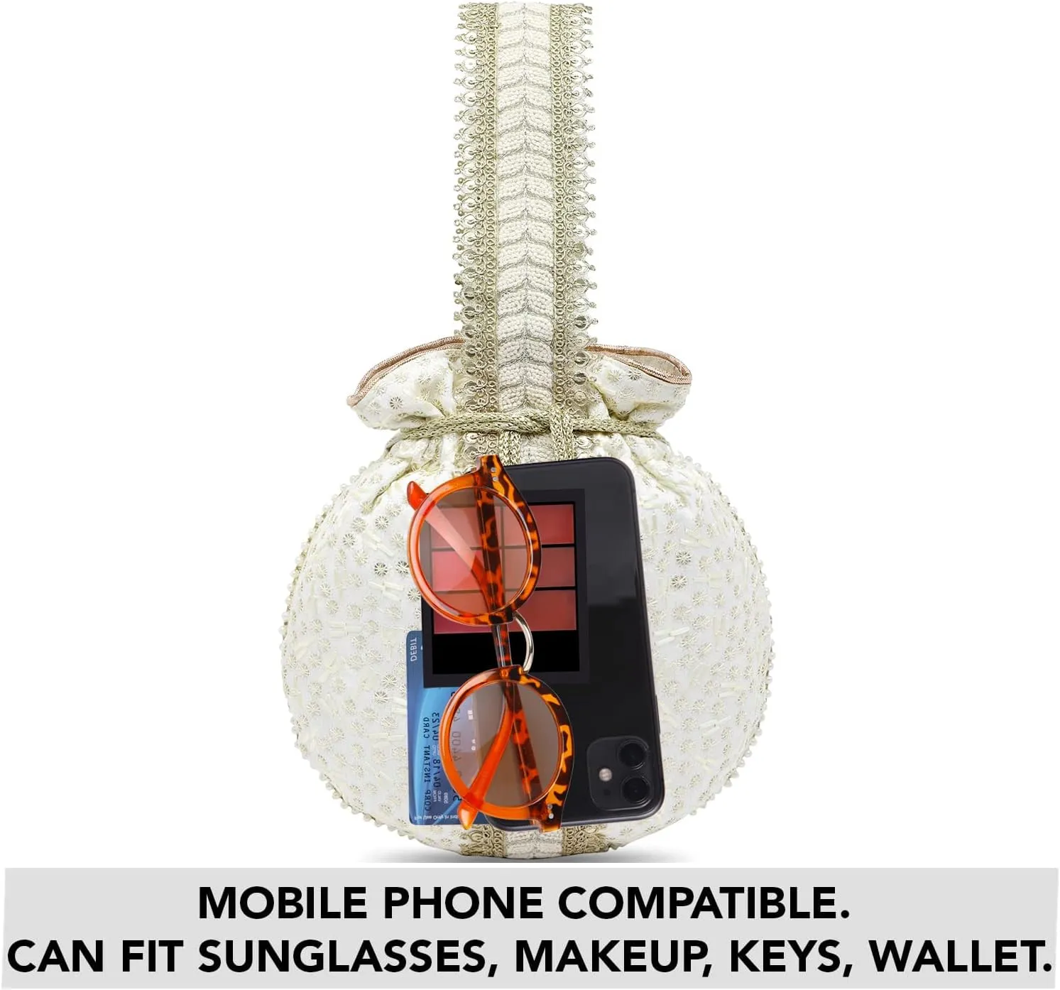 Aheli Potli Bags Gift for Women Evening Bag Clutch Ethnic Bride Purse with Drawstring