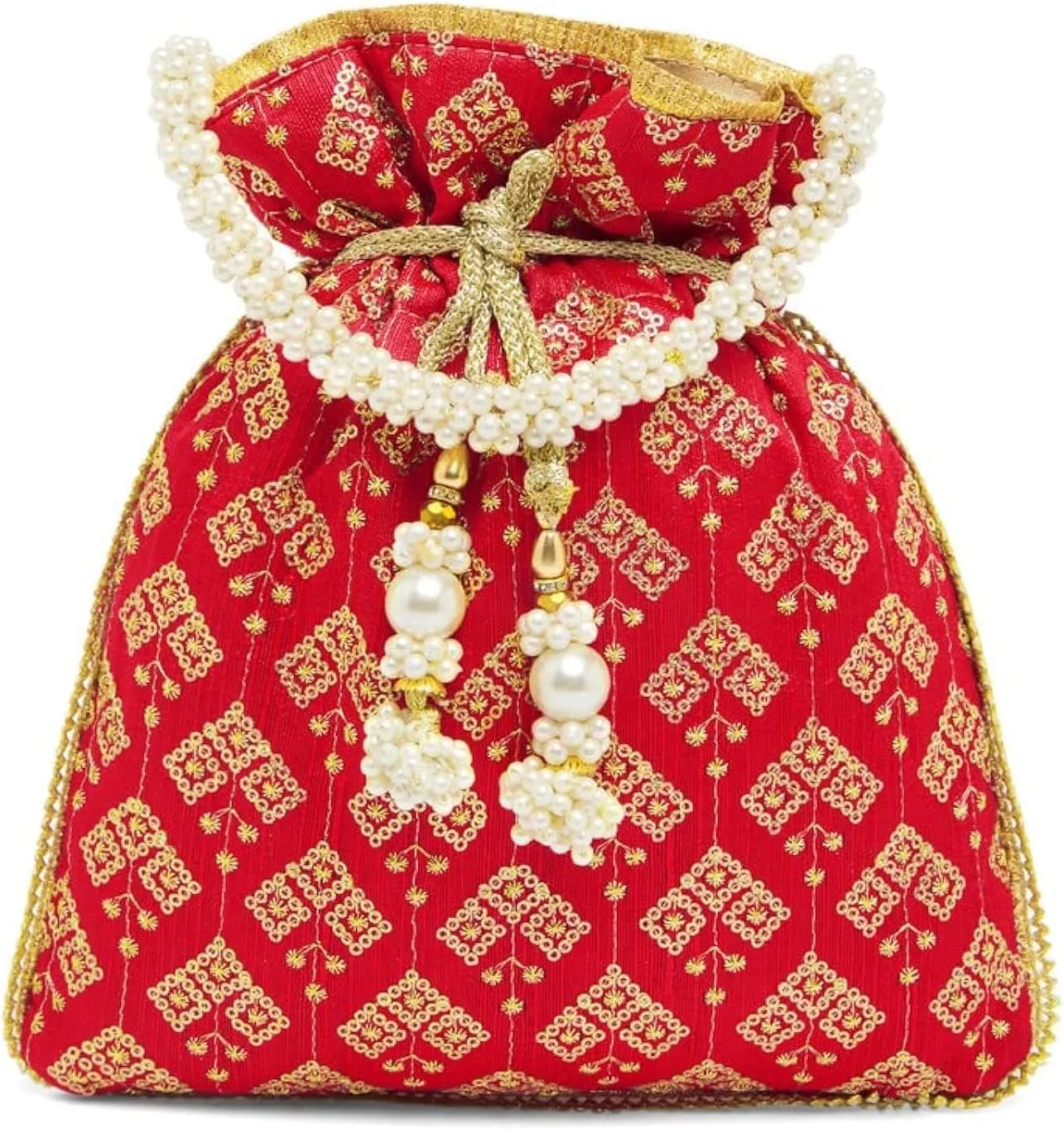 Aheli Potli Bags Gift for Women Evening Bag Clutch Ethnic Bride Purse with Drawstring