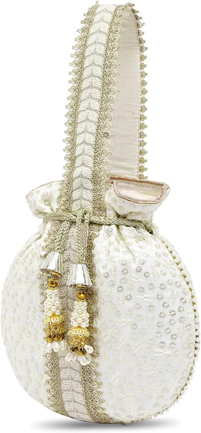 Aheli Potli Bags Gift for Women Evening Bag Clutch Ethnic Bride Purse with Drawstring