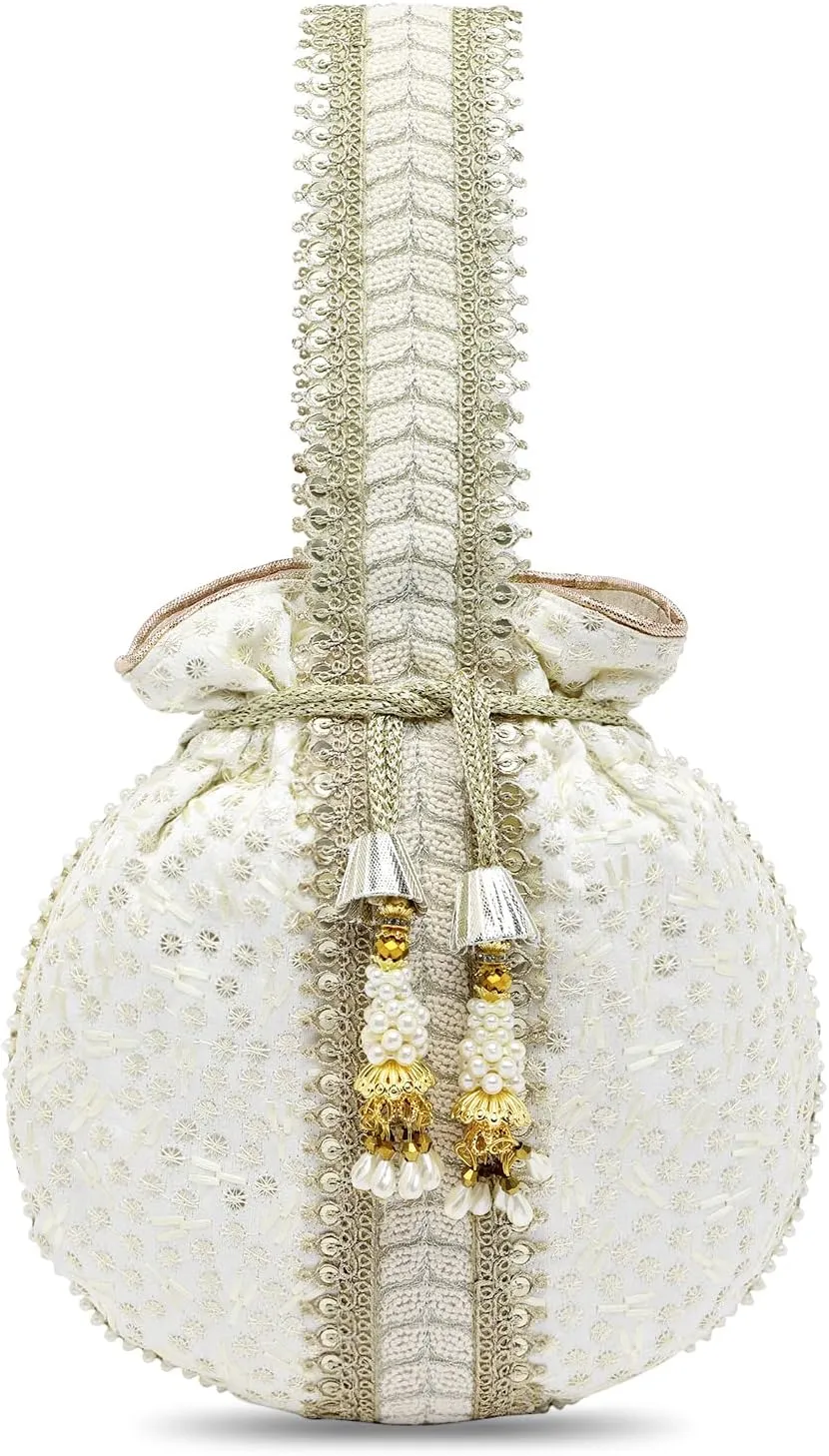 Aheli Potli Bags Gift for Women Evening Bag Clutch Ethnic Bride Purse with Drawstring
