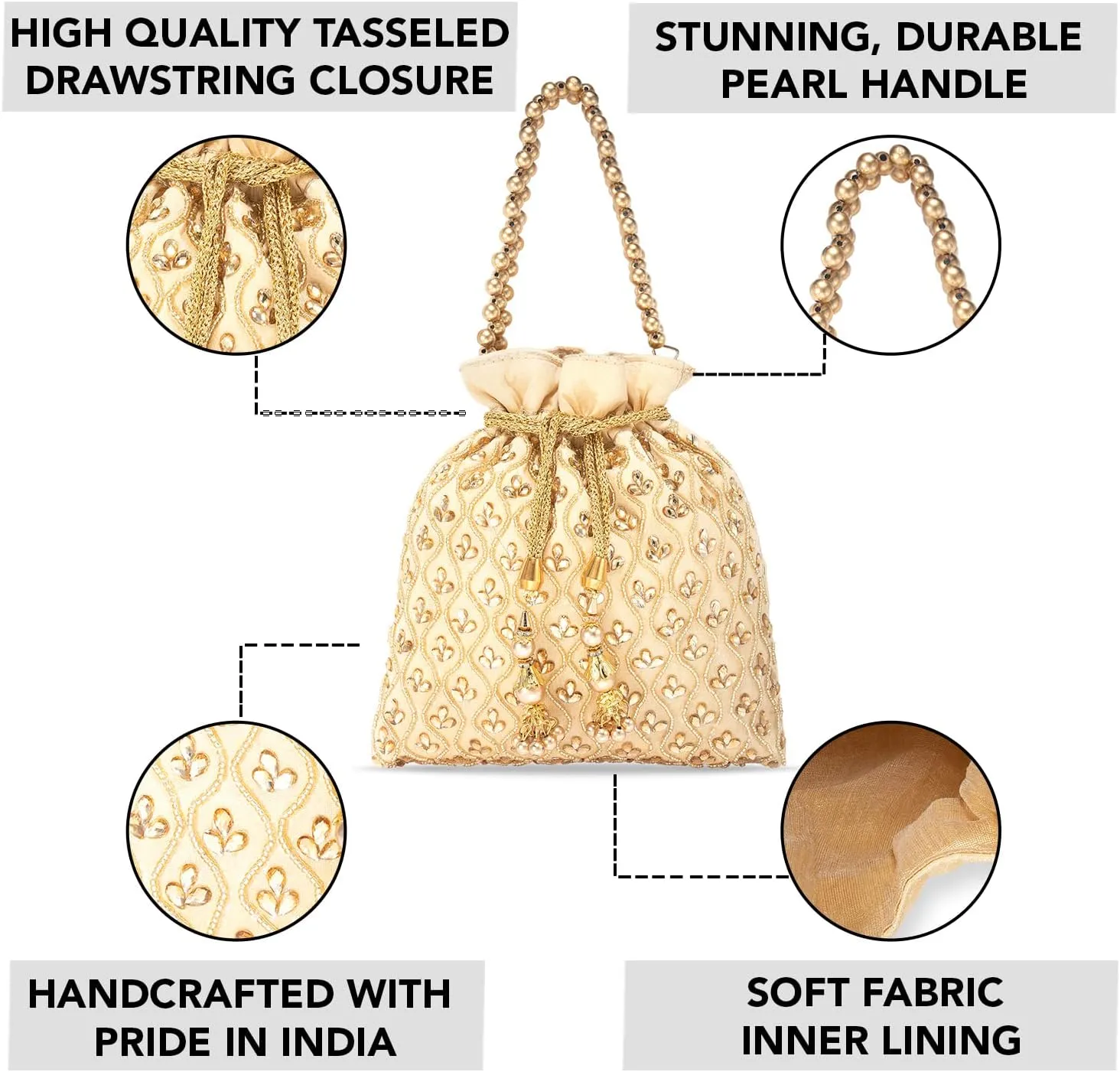 Aheli Potli Purses Gift for Women Handmade Evening Handbag Stylish Bridal Fashion Wristlet