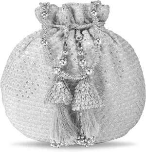 Aheli Rose Gold Potli Bags Gift for Women Evening Bag Clutch Ethnic Bride Purse with Drawstring