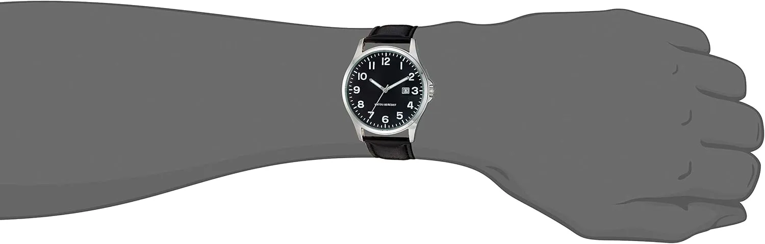 Amazon Essentials Men's Easy to Read Strap Watch