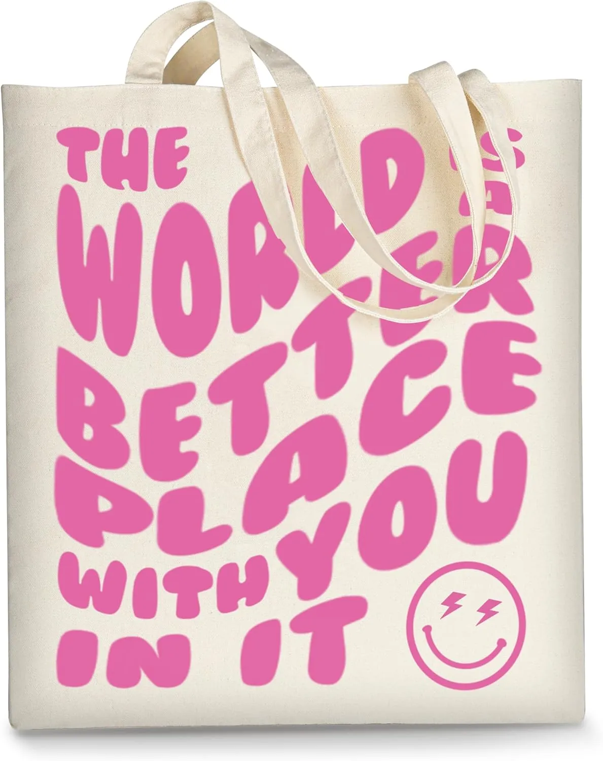 AUSVKAI Canvas Tote Bag Aesthetic for Women, Cute Cloth Cotton Bags for College Shopping Beach Grocery and Trendy Gifts