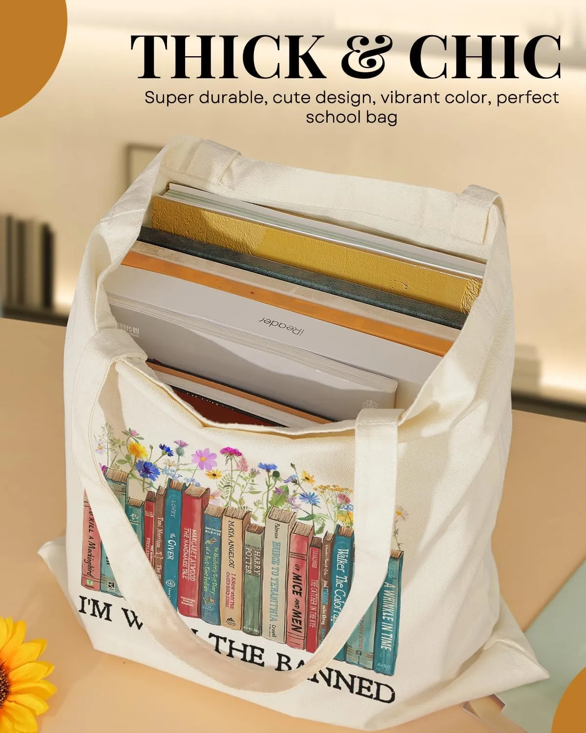 AUSVKAI Canvas Tote Bag Aesthetic for Women, Cute Cloth Cotton Bags for College Shopping Beach Grocery and Trendy Gifts