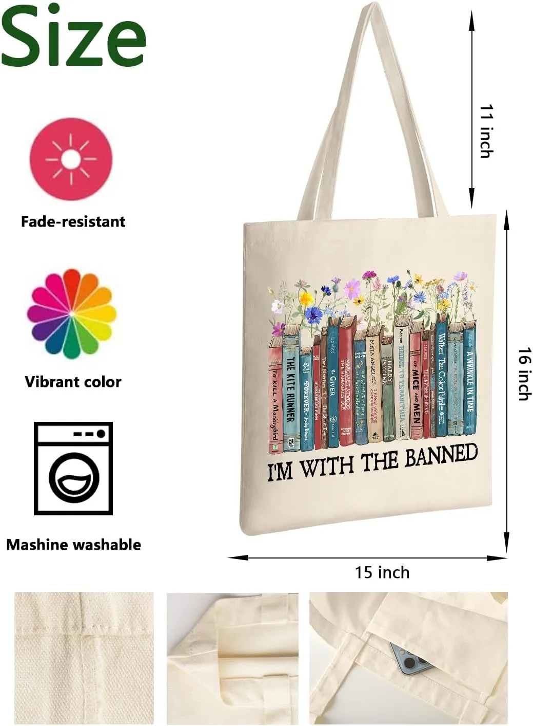 AUSVKAI Canvas Tote Bag Aesthetic for Women, Cute Cloth Cotton Bags for College Shopping Beach Grocery and Trendy Gifts