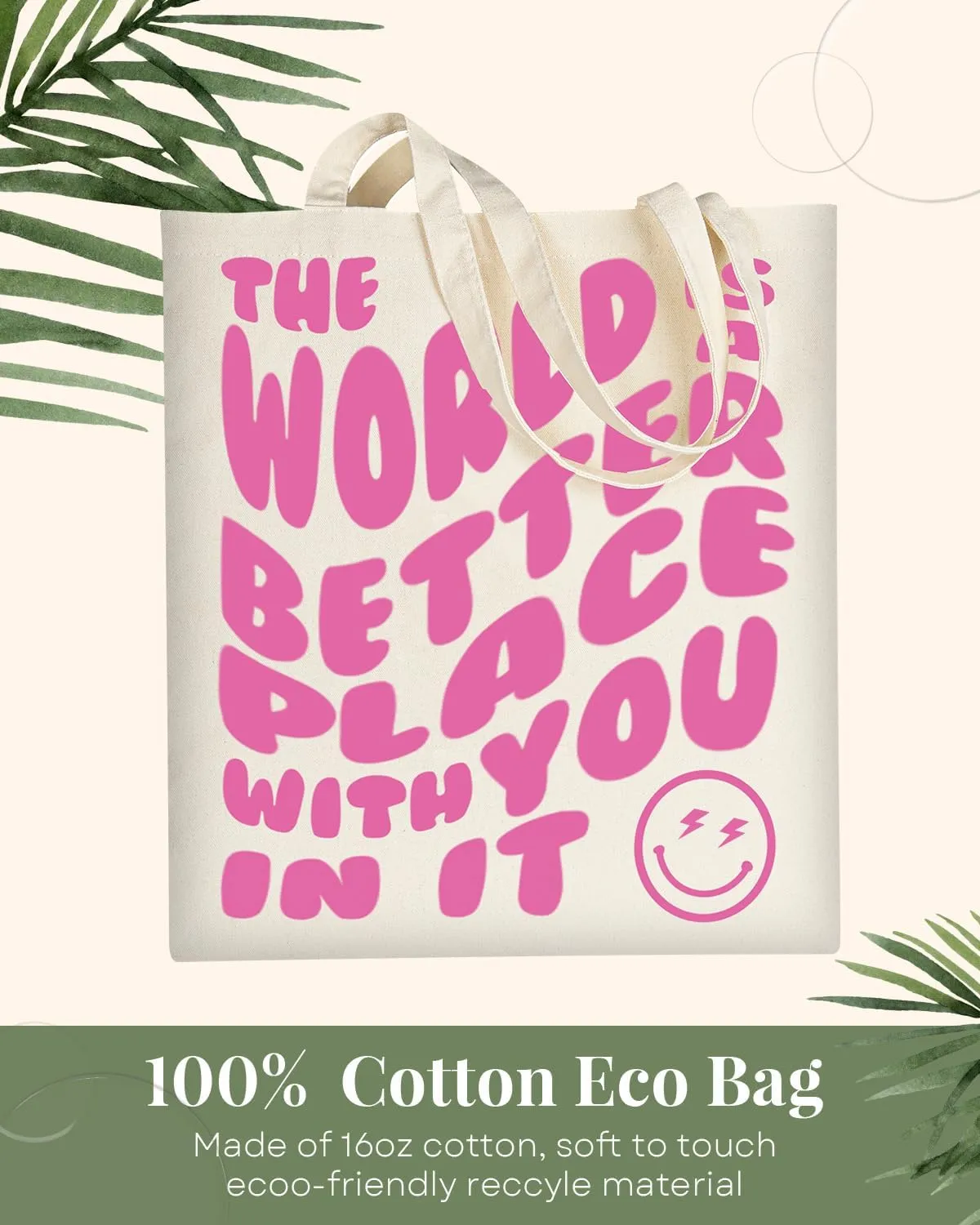 AUSVKAI Canvas Tote Bag Aesthetic for Women, Cute Cloth Cotton Bags for College Shopping Beach Grocery and Trendy Gifts