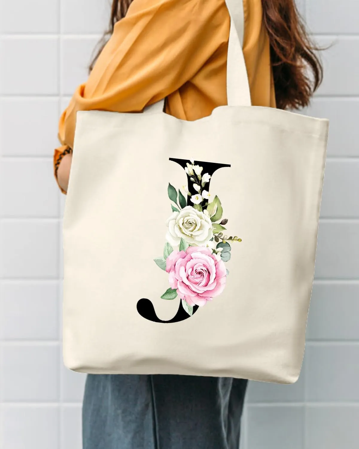 AUSVKAI Canvas Tote Bag Aesthetic for Women, Cute Personalized Birthday Reusable Cotton Bags for Teachers Bridesmaid Gifts
