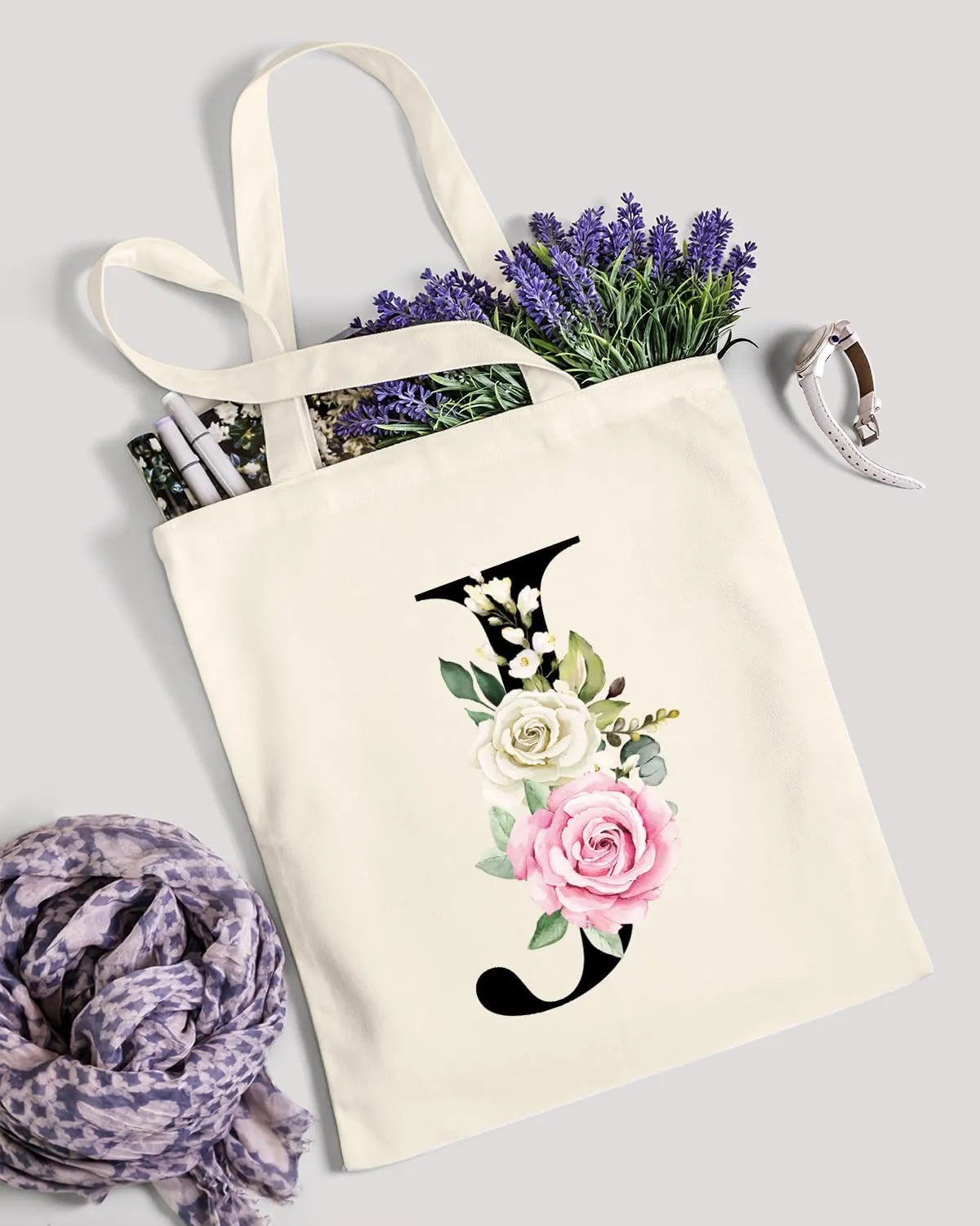 AUSVKAI Canvas Tote Bag Aesthetic for Women, Cute Personalized Birthday Reusable Cotton Bags for Teachers Bridesmaid Gifts