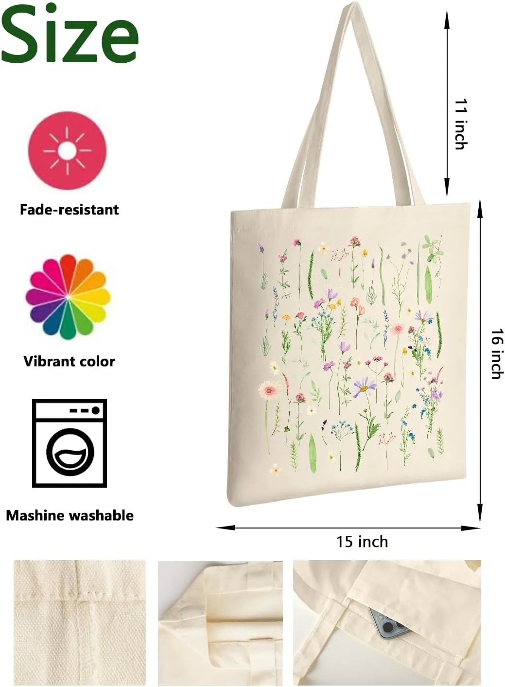 AUSVKAI Canvas Tote Bag Aesthetic for Women, Cute Reusable Cloth Cotton Bags for Shopping Beach Grocery