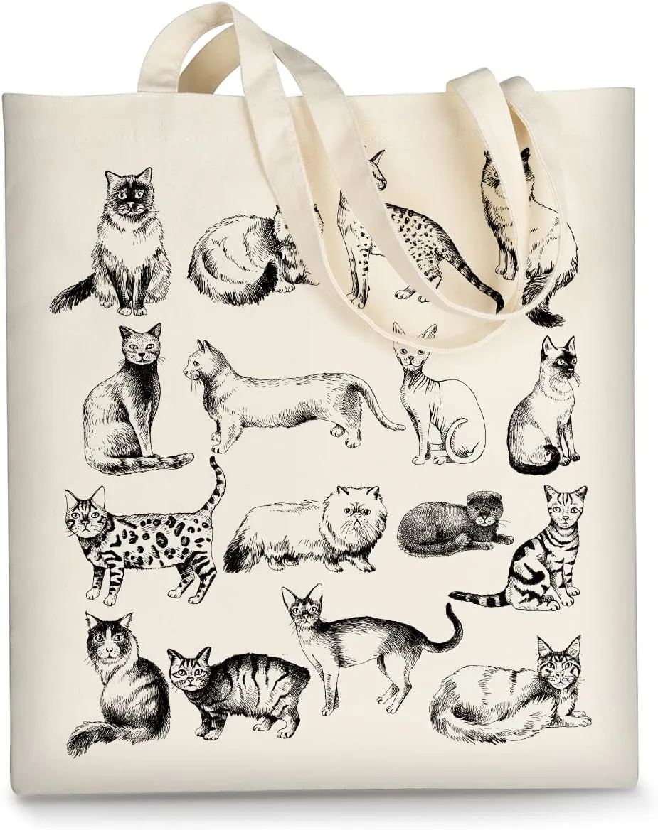 AUSVKAI Canvas Tote Bag Aesthetic for Women, Cute Reusable Cloth Cotton Bags for Shopping Beach Grocery