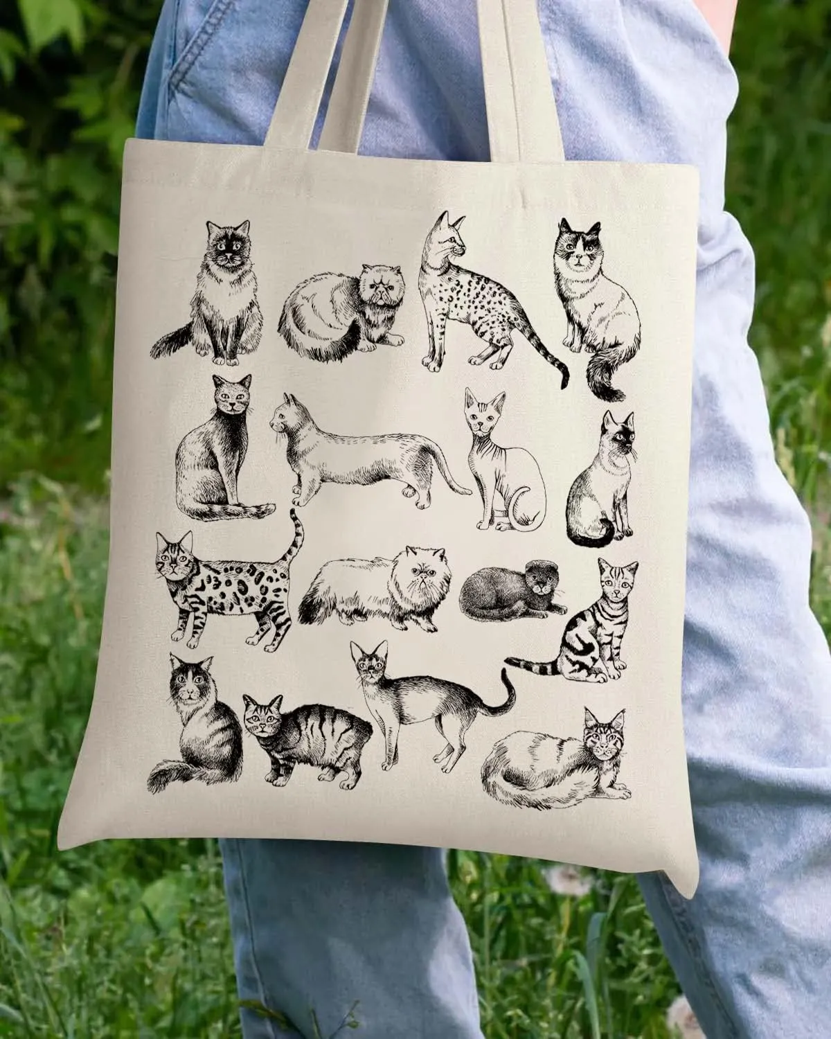AUSVKAI Canvas Tote Bag Aesthetic for Women, Cute Reusable Cloth Cotton Bags for Shopping Beach Grocery
