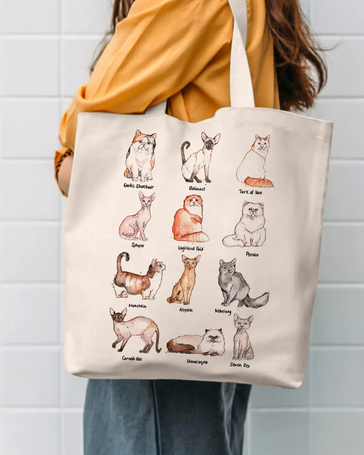 AUSVKAI Canvas Tote Bag Aesthetic for Women, Cute Reusable Cloth Cotton Bags for Shopping Beach Grocery