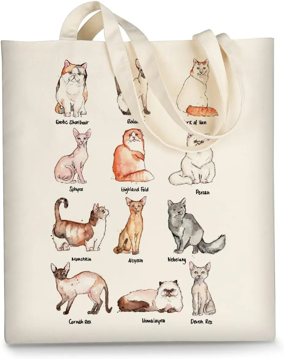 AUSVKAI Canvas Tote Bag Aesthetic for Women, Cute Reusable Cloth Cotton Bags for Shopping Beach Grocery