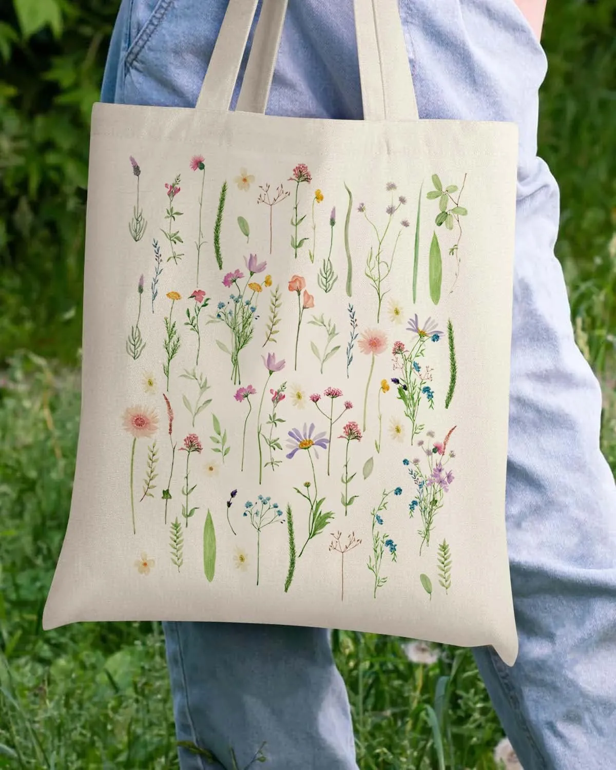 AUSVKAI Canvas Tote Bag Aesthetic for Women, Cute Reusable Cloth Cotton Bags for Shopping Beach Grocery