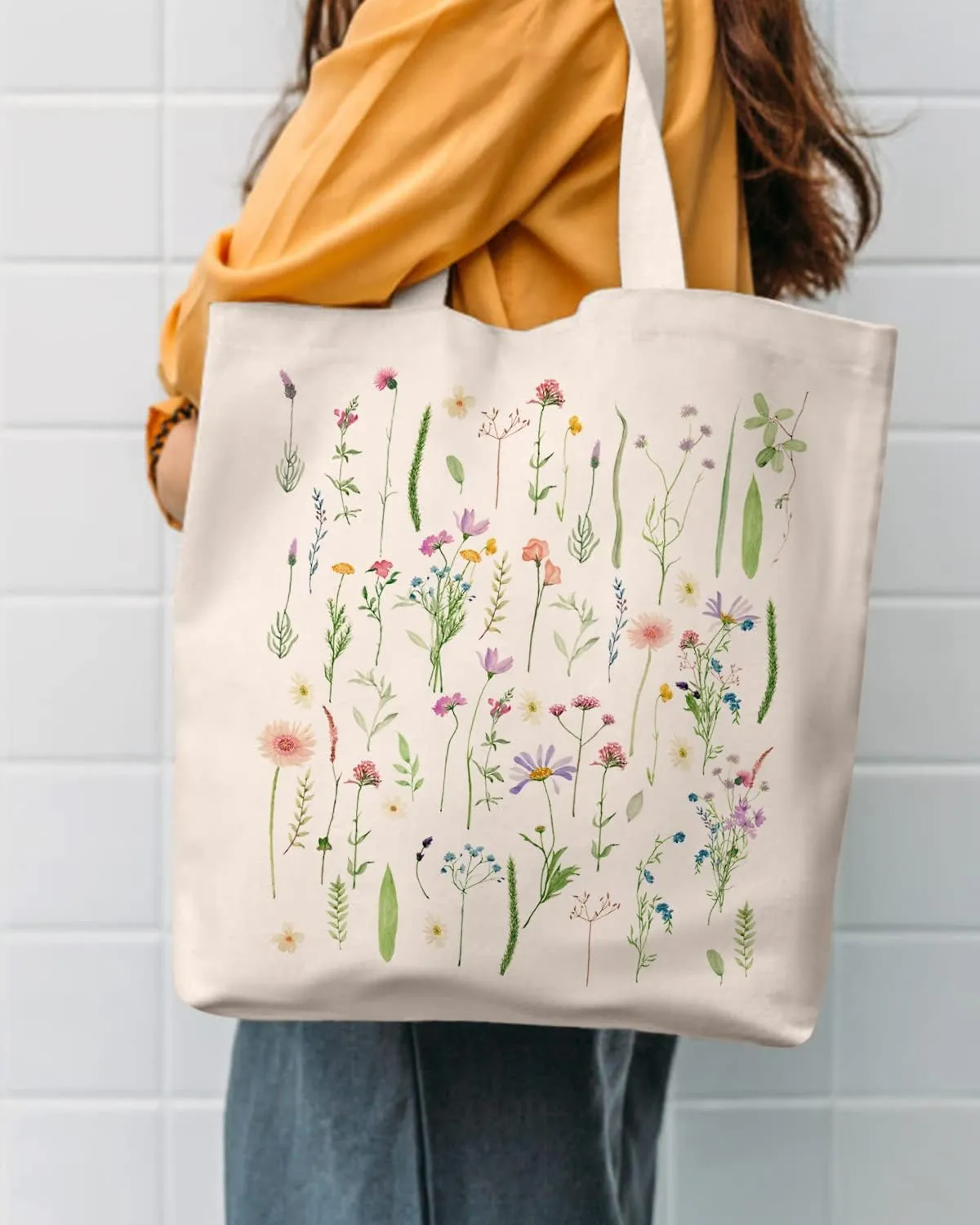 AUSVKAI Canvas Tote Bag Aesthetic for Women, Cute Reusable Cloth Cotton Bags for Shopping Beach Grocery